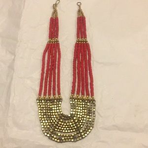 Red & Gold beaded necklace